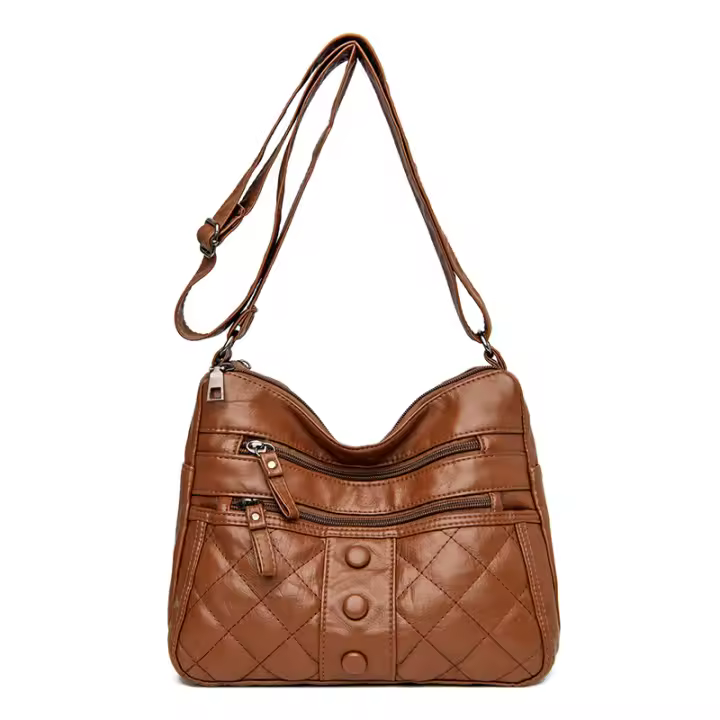 Bolso Cruzado de Moda Bolso de Mano de Lujo para Madre Bolso de Cuero Suave Vintage para Mujer - 1