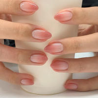 24Pcs Uñas Postizas De Cabeza Redonda Y Corta Con Diseño De Ojo De Liebre Plata Uñas Postizas De Cubierta Completa Almendra Para Manicura - details 2