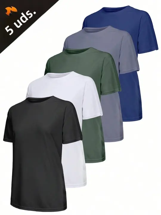 5Pcs Camiseta Deportiva Para Mujer Ultraligera Secado Rápido Transpirable Top Ligero Para Entrenamiento Fitness Running Gym - 1