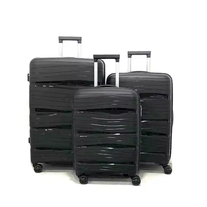 Juego OM Home de 3 Maletas de Viaje (mod. 062) Grande 28"(75*48*27cm) Mediana 24"(66*45*25cm) Cabina 20"(55*40*20cm). Material POLIPROPILENO, Ligeras y Resistentes, Cerradura Antirrobo con 3 dígitos, Ruedas Silenciosas 360º - 1