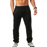 Pantalones De Lino Para Hombre FGKKS 2024 Transpirables Y Cómodos Estilo Casual Color Sólido Pantalones De Calle Fitness Para Verano - details 2