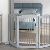 PawHut Barrera de Seguridad para Perros Plegable para Escaleras y Puertas Valla para Perros Pequeños y Medianos de 3 Paneles con Soporte de Pie para Interiores 154x30x80 cm Gris - details 3
