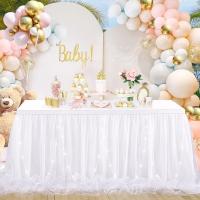 Zirizon-Faldón de mesa de tul, 1 yarda, para bodas, cumpleaños, bienvenida de bebés, decoración del hogar, suministros para fiestas. - details 2