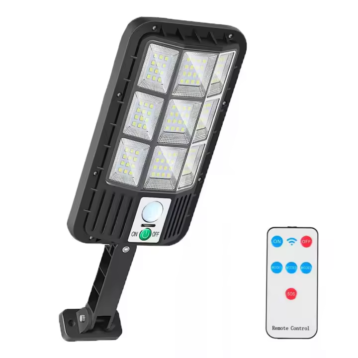 Farola Solar de 120 LED con Sensor de Movimiento y Mando a Distancia Iluminación Exterior Luz Fría - 1