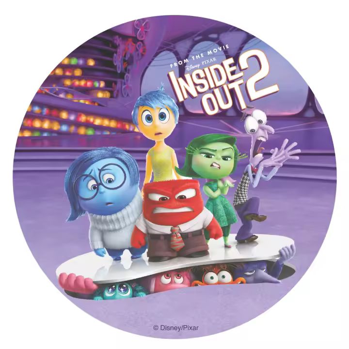dekora - Oblea Comestible Inside Out 2 - Disco de 20 cm para Tartas, Pasteles y Postres - Sin Gluten, Sin Azúcar y Apto para Veganos - Decoración Rápida para Fiestas Infantiles - 1