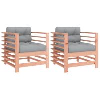 vidaXL Sillones de jardín con cojines 2 uds madera maciza de pino Pino natural, Pino blanco, Pino gris Conjunto Terraza Muebles Jardín Exterior Juego de Muebles de jardín Mueble Jardín Exterior Muebles de Salon Exterior - details 6