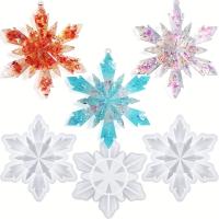 Molde De Resina Navideña 3Pcs Con Forma De Gran Copo De Nieve Silicone Para Adornos Navideños Molde De Silicona Para DIY De Joyería - details 0