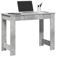 vidaXL Escritorio madera contrachapada color 100x45x75 cm en color Roble Sonoma/Blanco/Roble ahumado y más | estructura resistente ideal para salón dormitorio o estudio - details 4