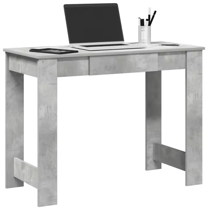 vidaXL Escritorio madera contrachapada color 100x45x75 cm en color Roble Sonoma/Blanco/Roble ahumado y más | estructura resistente ideal para salón dormitorio o estudio - 1
