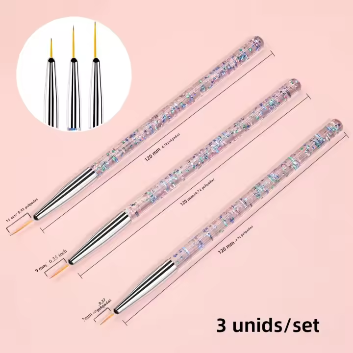 Set De 3 Pinceles Para Uñas Con Gel UV Pincel De Dibujo Ultrafino Para Manicura DIY Herramienta De Línea Estrecha Para Francés Y Acrílico - 1
