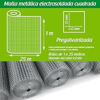 Malla Metálica Electrosoldada Galvanizada. Perfecta para plantas y animales, múltiples usos. Rollo Varias medidas . Grosor del Cable 0.9 mm. Plateado - details 5