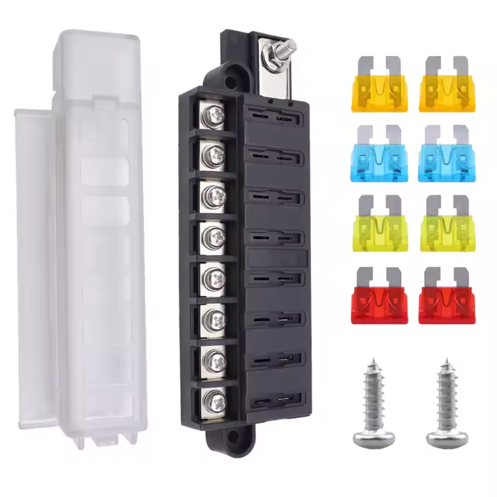 Soporte De Caja De Fusibles Para Coche Y Barco Con Bloque De Fusible De 8 Caminos Y Indicador De Advertencia 12V~24V Panel De Distribución De Energía - 1