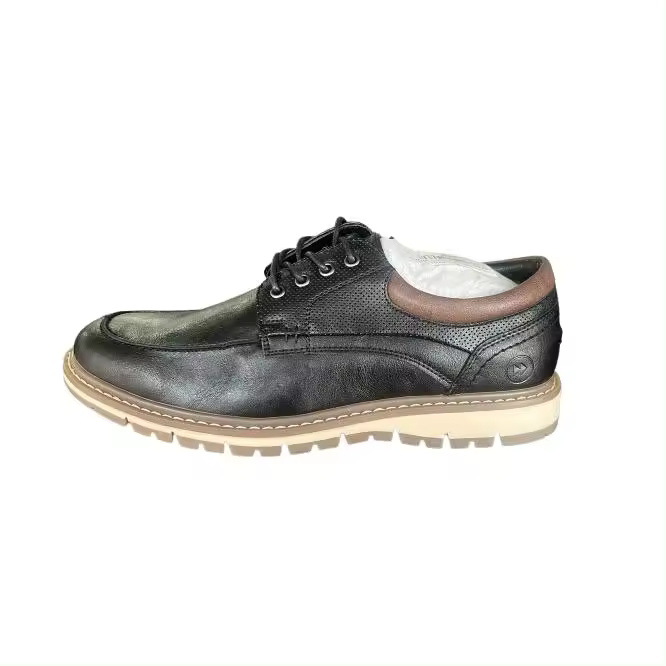 MODELO 514 COLOR NEGRO Y MOKA ZAPATO DE CABALLERO CASUAL FABRICADO EN POLIPIEL TALLA DE LA 40-45 UN CALZADO COMODO CON SUELA  MUY COMODA ATADO CON CORDONES - 1