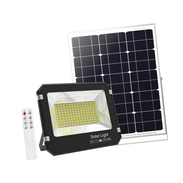 Foco solar 1500 lumens con panel y mando a distancia, exterior - 1