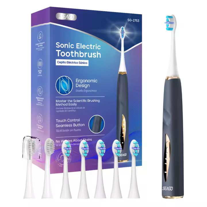 Cepillo De Dientes Eléctrico Seago Con Control Táctil Sin Ranuras Sensor De Presión 5 Modos IPX7 Impermeable Recargable Para Adultos - 1