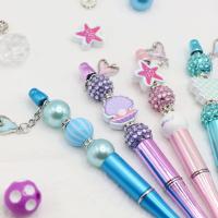 Set De 9 Piezas De Lápices De Punto De Bola DIY Con Tema De Sirena Submarina Azul Y Morado Gradient Akbar Cuentas Colgante Cola De Pez Para Oficina Y Estudio - details 3