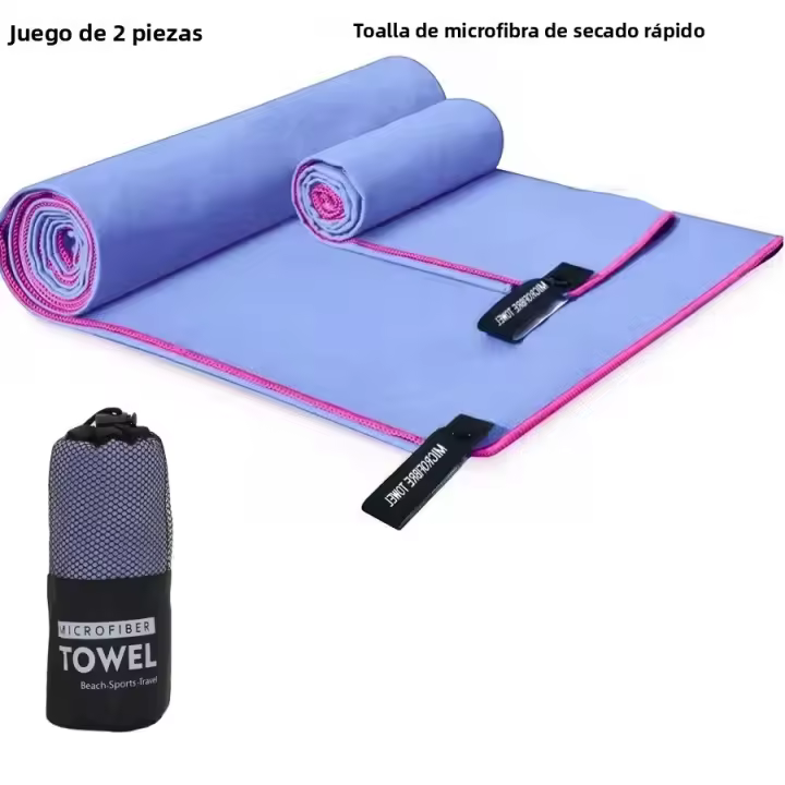 Juego De 2 Toallas De Microfibra Sólida Para Gimnasio Viajes Deportes Camping Playa Toallas De Baño Y Natación Absorbentes Y Secado Rápido - 1
