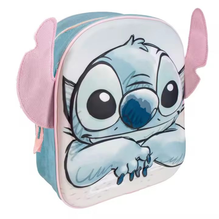 Mochila 3D Stitch Disney 27cm. Mochila ergonómica con amplio espacio. Diseño resistente y versátil para llevar tus pertenencias con estilo. - 1