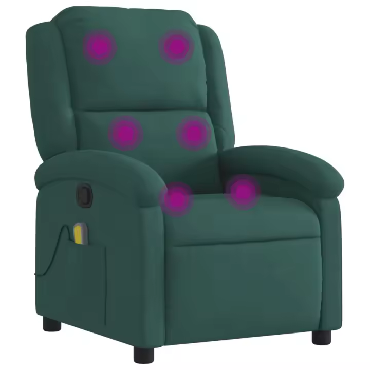 vidaXL Sillón de masaje reclinable de terciopelo Gris claro, Gris oscuro, Verde oscuro Sillon Dormitorio Sillon Comodos Silla Relax Sillón Sofá - 1