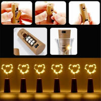 Luces LED Para Botella De Vino Barra 2M Decoración De Navidad Lámpara De Hadas De Cobre Cadena De Luces Festivas Incluye Batería - details 1