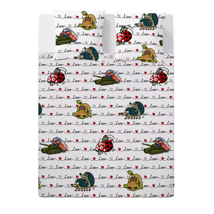 KUKUXUMUSU - Sábana encimera AMOR 100% algodón 144 hilos, ropa de cama, disponible para cama de 90 cm (160x270 cm), 135 cm (210x270 cm), 150/160 cm ( 240x270 cm), 180 cm (270x270 cm). Fabricado en España. - 1