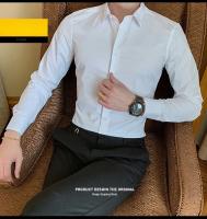 Camisa Blanca Para Hombre Tallas Grandes 7XL 8XL Estilo Formal Solido Primavera Otoño Cuello Redondo Manga Larga Negra Ligero Azul Marina - details 1
