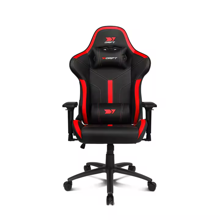 DRIFT GAMING, Silla Gaming DR350- Silla Gaming Profesional, Polipiel, reposabrazos 4D, Ruedas silenciosas, pistón Clase 4, inclinación, cojin Lumbar/Cervical, Color Negro/Rojo - 1