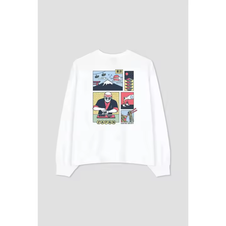 Kaotiko Camiseta Hombre Manga Larga Japan Life Blanca - 1