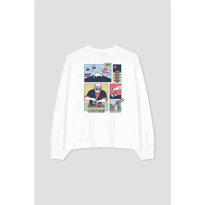 Kaotiko Camiseta Hombre Manga Larga Japan Life Blanca - 1