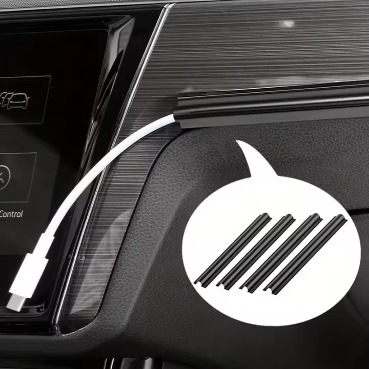 4pcs Protector De Cable Para Coche Cinta Adhesiva Para Cableado Interior Universal Cubierta Oculta Para Cable De Carga - 1