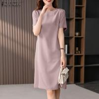 Vestido Elegante De Verano Para Mujer ZANZEA Con Manga Corta Estilo Trabajo OL Vestido Casual De Rodilla Solido Adecuado Para Fiestas Y Trabajo - details 8