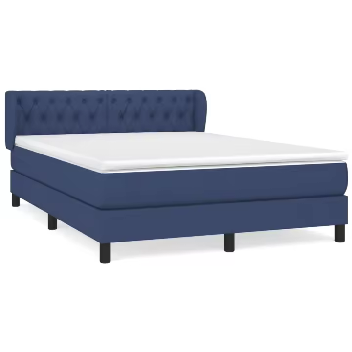 vidaXL Cama box spring con colchón tela azul 140x190 cm - 1