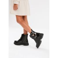 Botas Charol Corazón Negro - Conguitos - Botines militares para niñas - details 2