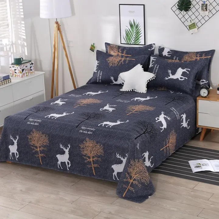 Juego De Sábanas Y Fundas Para Almohadas De Algodón 3 Piezas Textil Doméstico Estilo Pastoral Sábanas Planas Y Fundas Para Almohadas De 90gsm 100TC - 1