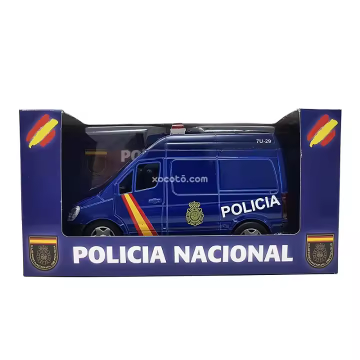 Furgoneta Policía Metálico - Maqueta de vehíclo en miniatura, metálico, puertas abatibles - Escala 1:35 - xocoto - 1