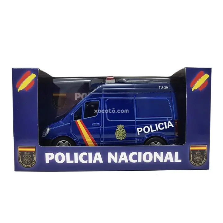 Furgoneta Policía Metálico - Maqueta de vehíclo en miniatura, metálico, puertas abatibles - Escala 1:35 - xocoto - 1