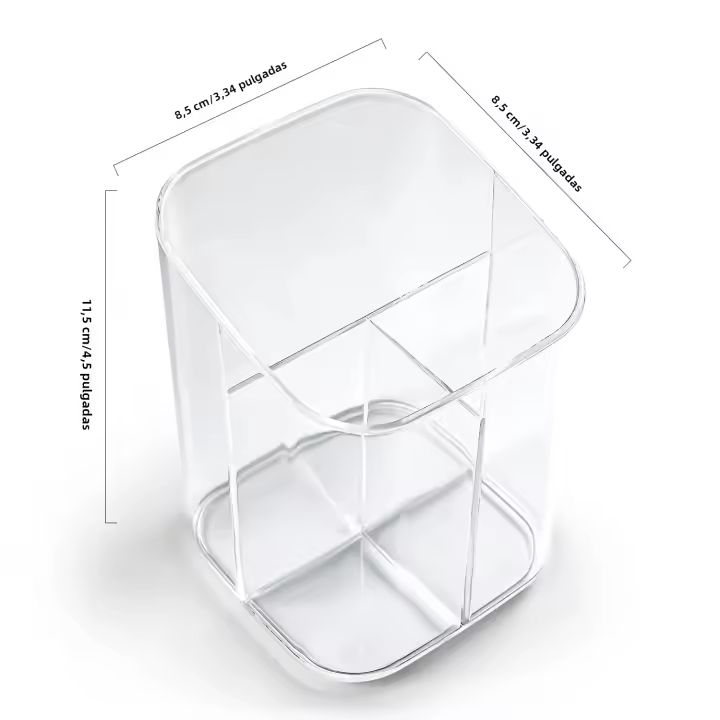 Organizador De Pinceles Para Uñas Transparente De Acrílico Con 3 Grillas Estilo Simple Soporte Para Maquillaje Y Bostezos Almacenamiento De Bolígrafos Para Ojos - 1