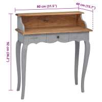 vidaXL Escritorio de madera maciza de caoba 80x40x92 cm - details 7