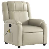 vidaXL Sillón reclinable de cuero sintético Negro, Crema, Sillon Dormitorio Sillon Comodos Silla Relax Sillón Sofá - details 0