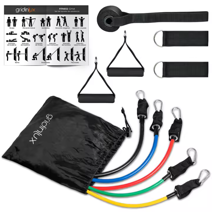 Bandas Resistencia 12 piezas 5 Niveles 10 lb - 30 lb Cinta Elástica Gridinlux - 1