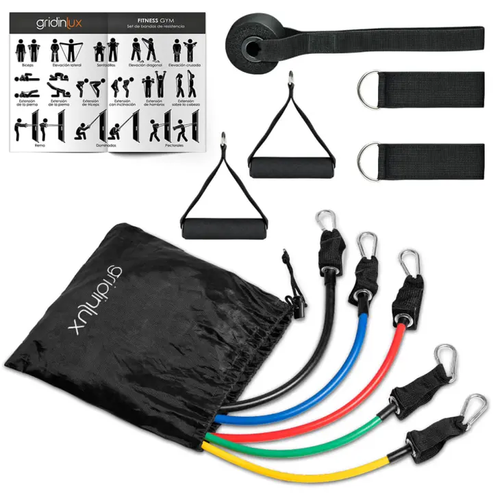 Bandas Resistencia 12 piezas 5 Niveles 10 lb - 30 lb Cinta Elástica Gridinlux - 1