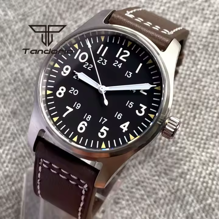 Reloj Automático Tandorio Para Hombre 39mm 20BAR Resistente Al Agua Con Luminiscencia Verde AR Cristal De Zafiro Movimiento Miyota 8215 PT5000 De Acero Inoxidable - 1
