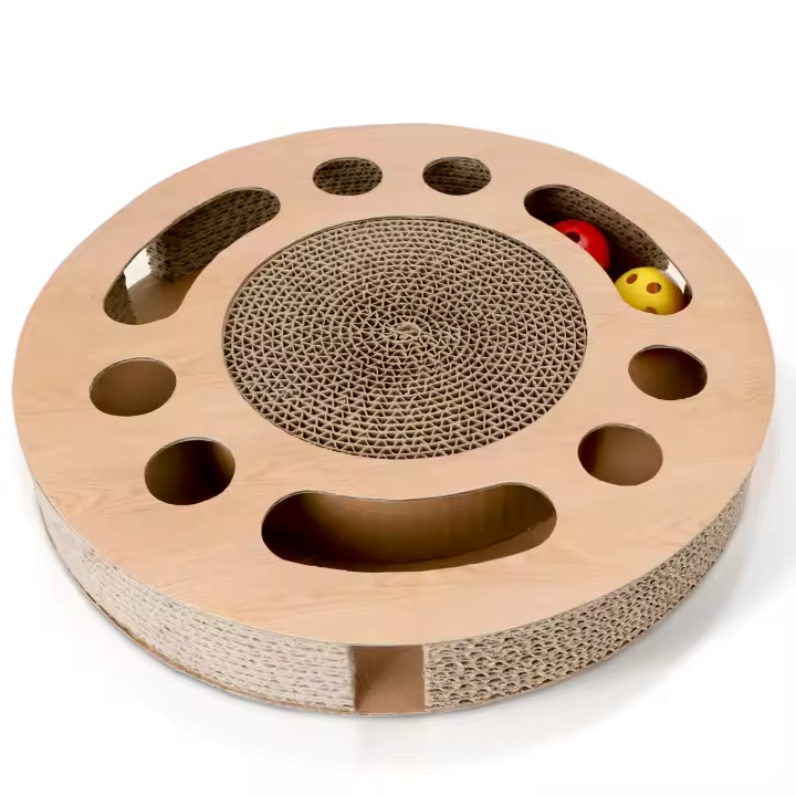 Nobleza - Rascador para Gatos con Hierba Gatera,Redonda Rascadoras de Cartón para Cama con 2 Juguetes para Gatos Interactivos Pelotas - 1