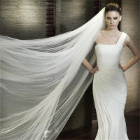 Velo De Novia Elegante Con Peine 3 Metros 1 Capa/2 Capas Blanco Ocre Sencillo Vestido De Novia Accesorios De Boda - details 2