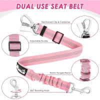 Juego De Arnes Para Coche Para Perros Con Cinturón De Seguridad Ajustable Y Malla Transpirable Y Cuerda Elástica Para Vehículo - details 1