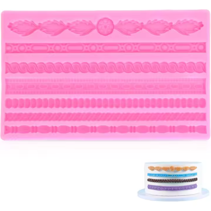 Silicona Molde Forma de Perlas Trenzada Cuerda, Perlas Decoración Pasteles Molde, moldes de silicona y corteza de encaje de perlas, Molde Decorativ de Tejiendo Cuerda para Fondant para Azúcar - 1