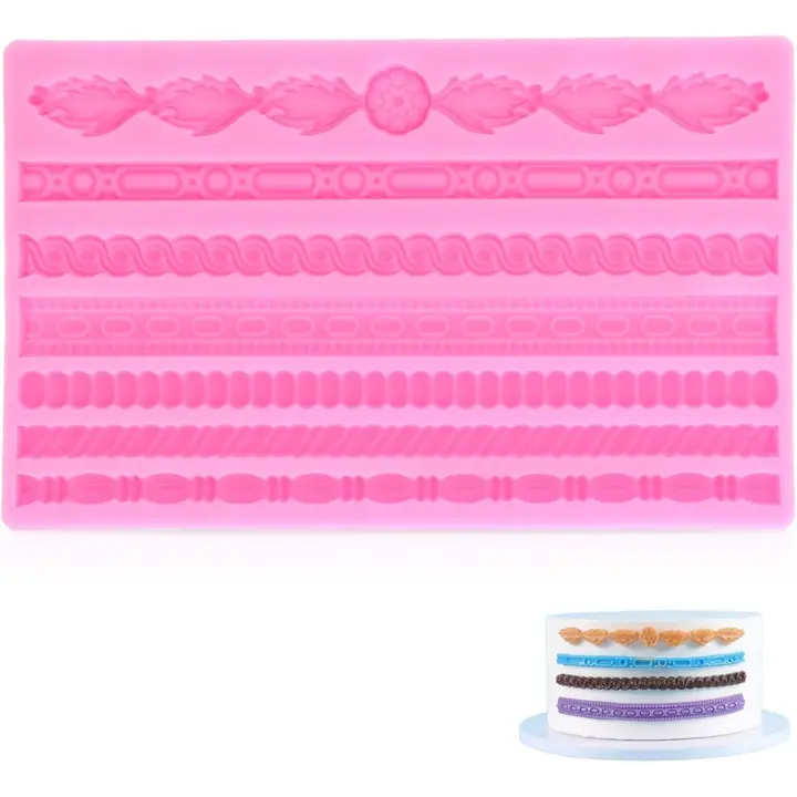 Silicona Molde Forma de Perlas Trenzada Cuerda, Perlas Decoración Pasteles Molde, moldes de silicona y corteza de encaje de perlas, Molde Decorativ de Tejiendo Cuerda para Fondant para Azúcar - 1