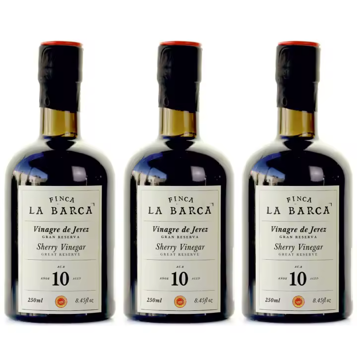 Finca la Barca - Pack 3 x Vinagre de Jerez 'Gran Reserva' DOP (3 x Botella 250 ml) - 10 Años de Reserva - Denominación de Origen Protegida (DOP) - 1