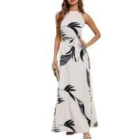 Vestido Largo Sin Mangas Para Mujer Estilo Oficina Lady Verano 2024 Nuevo Moda Impresión Cuello Redondo Ropa Feminina - details 2