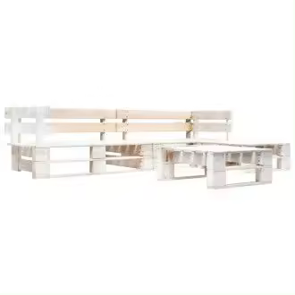 VIDAXL 277391 set de muebles de palés para jardín de 4 piezas fabricado en madera en color blanco - 1